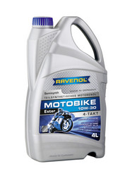 Купить моторное масло Ravenol Motobike 4-T Ester 10W-30 (4л) new Полусинтетическое | Артикул 4014835731097